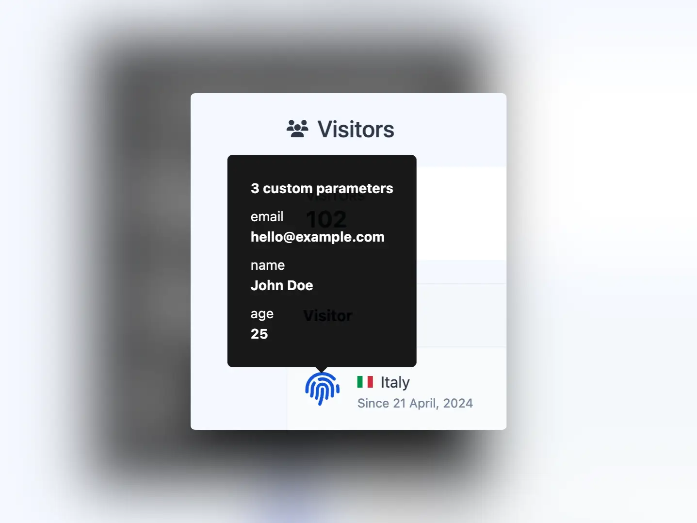 Screenshot des App-Besucher-Benutzerdefinierte-Parameter-Beispiels