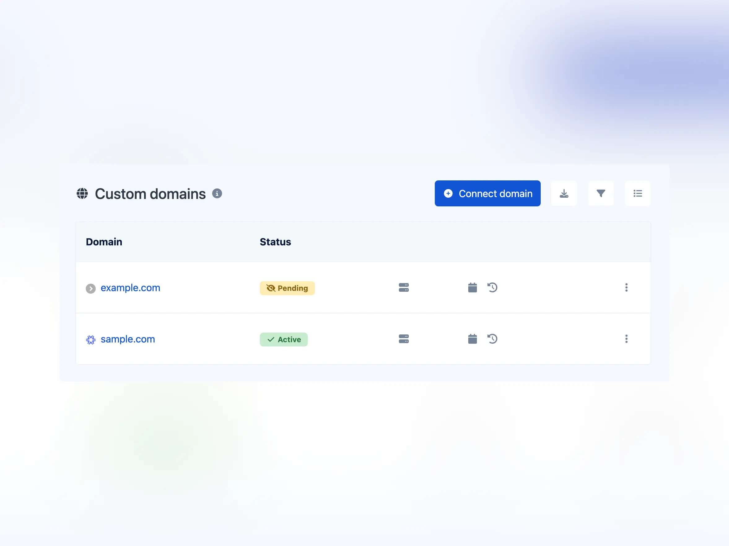 Screenshot der App-benutzerdefinierten Domains-Seite