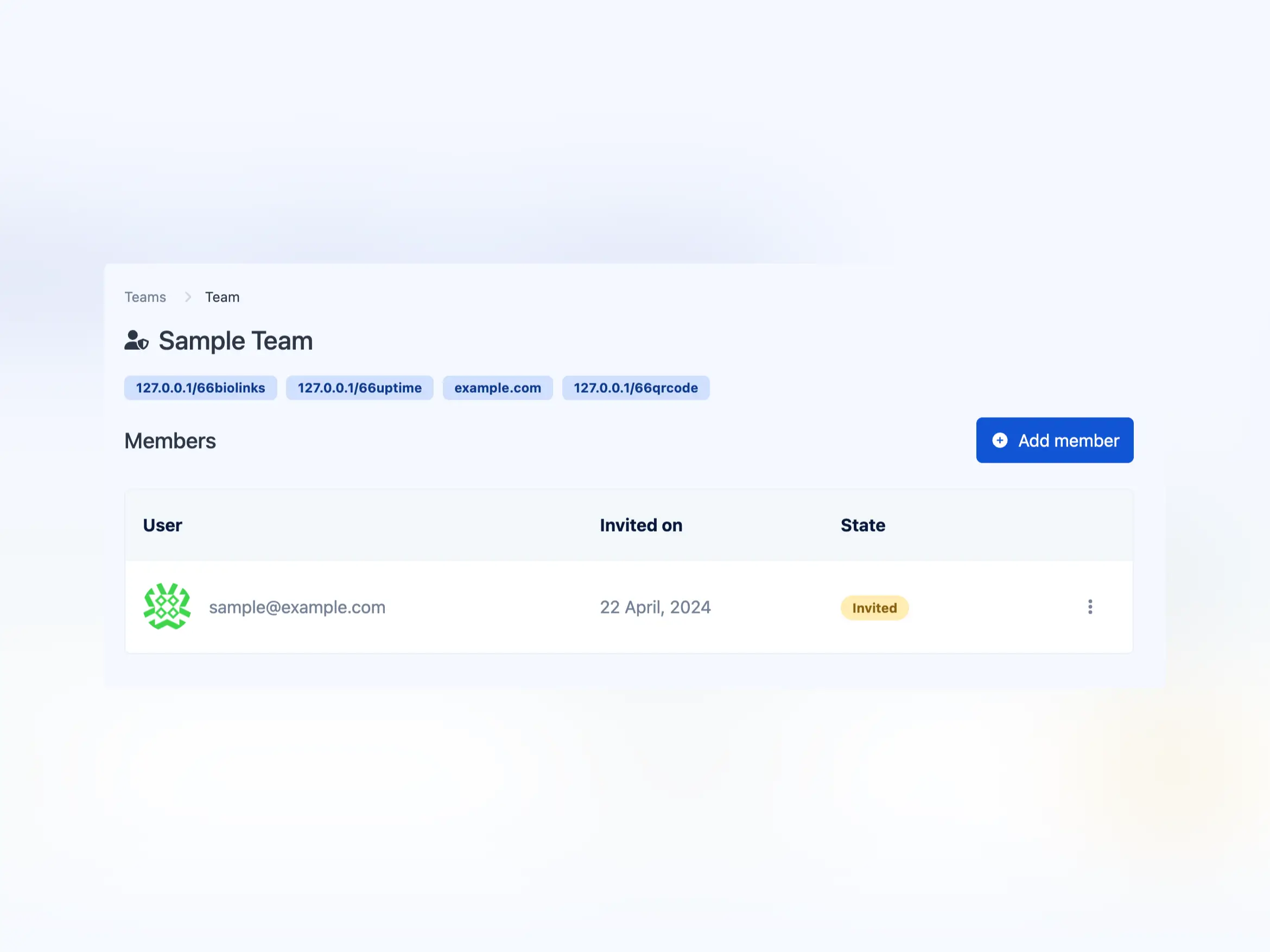 Screenshot der App-Teams-Seite